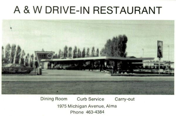 A&W Restaurant - Alma - 1975 Michigan Ave - Old Yearbook Ad (newer photo)